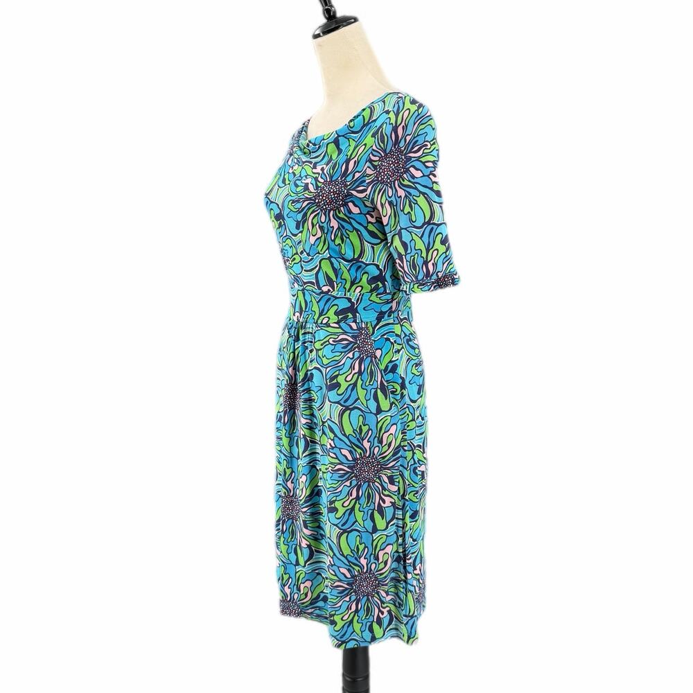 Lilly Pulitzer Blanca Teal Green Rehearsal Print Mermaidcore Floral Preppy Dress - Picture 3 of 13